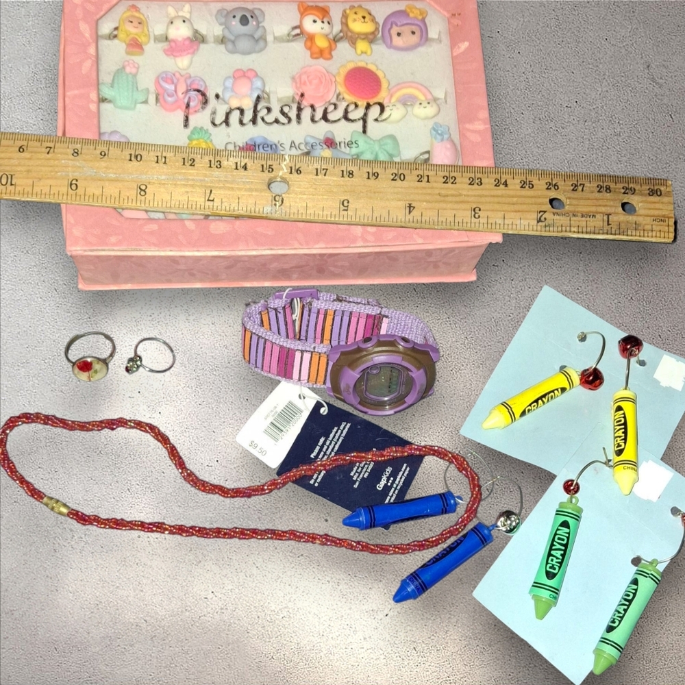 Kids Fun Jewelry. Gap Kids Watch, Adjustable Rings Earrings NEW, Etc - Picture 3 of 10